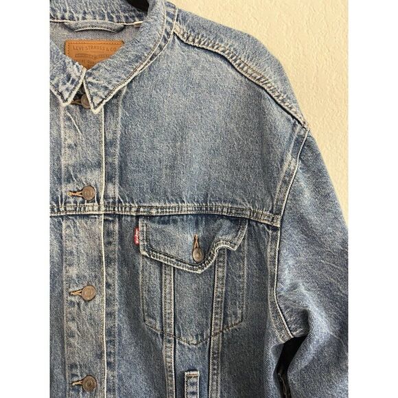 Levi's Premium Men’s Original Dark Blue Denim Trucker Jean Jacket Size Small - Picture 10 of 10